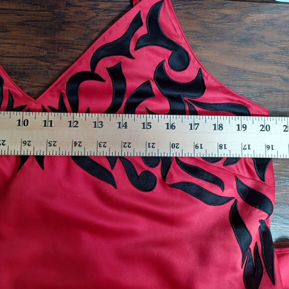 Natori Maxi Slip Dress Womens Large Red Satin Y2K Flowy Elegant Fiery Siren - Picture 8 of 8